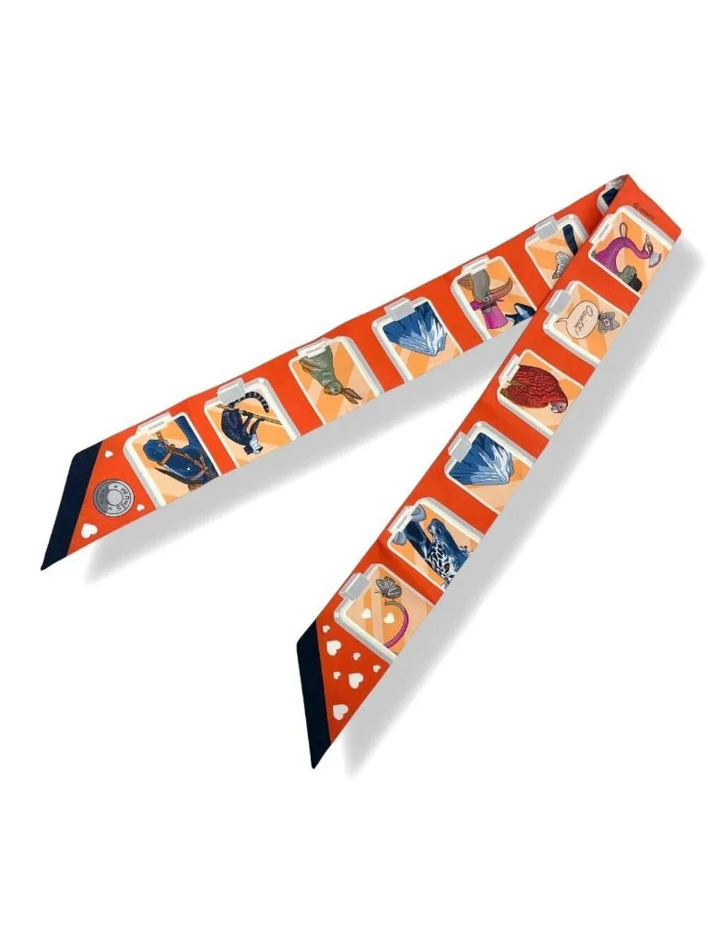 Hermes Scarf Twill Silk Story Orange